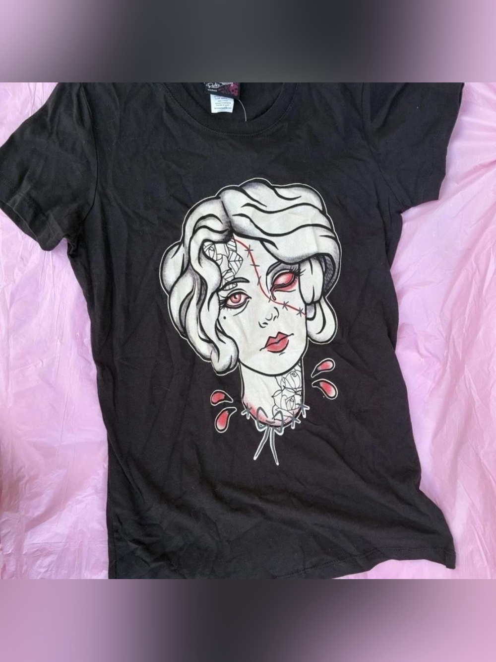 Rock Steady Women’s Graphic Tee Black White Gothic Retro Whimsygoth NWT Sz M